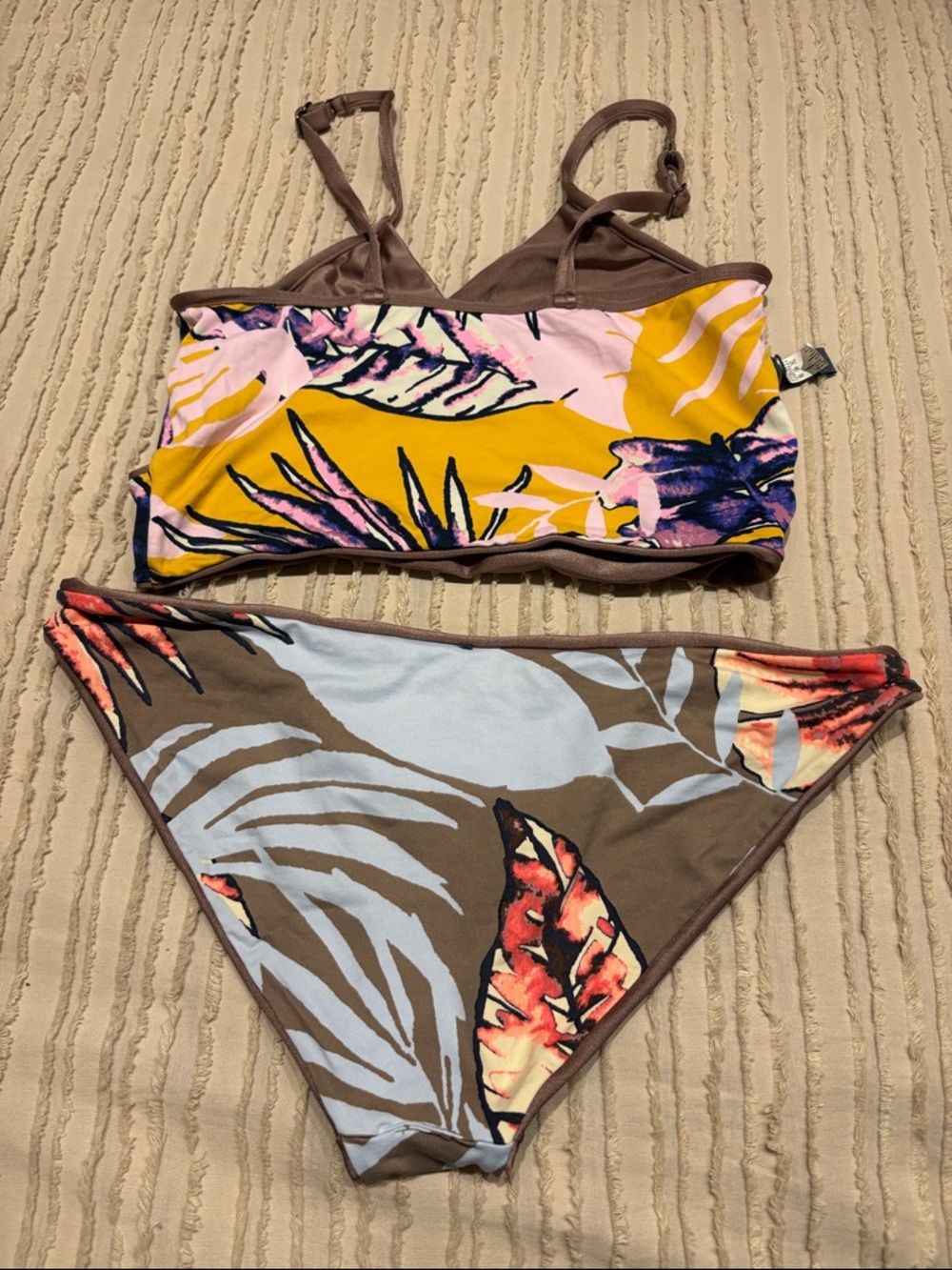 Brown Floral-Print Women’s Bikini Set - Picture 2 of 3